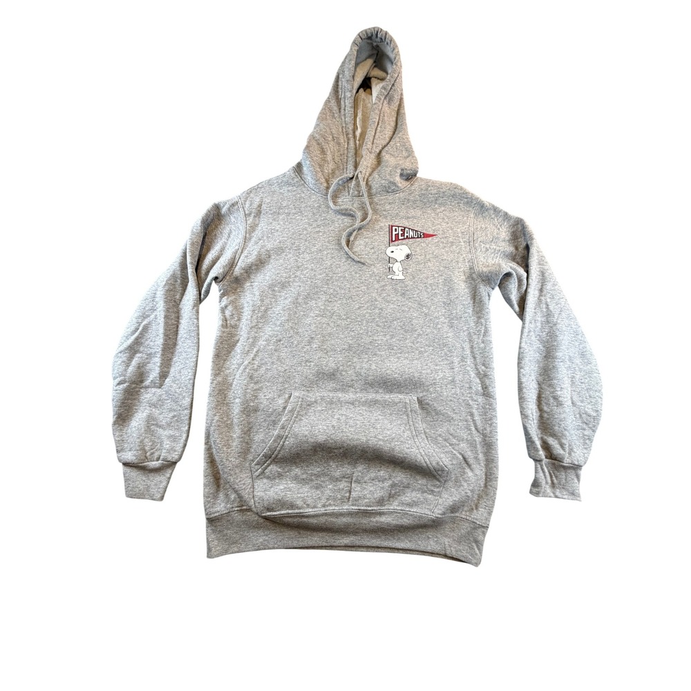 Peanuts Snoopy Baseball Hoodie Heather Gray Graphic Sweatshirt XS